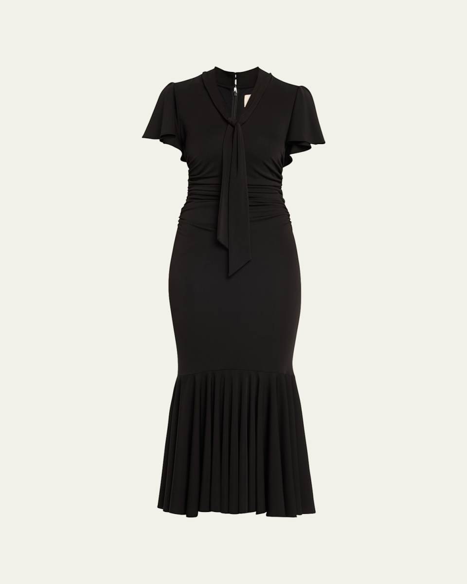 Hertha Tie-Neck Midi Dress